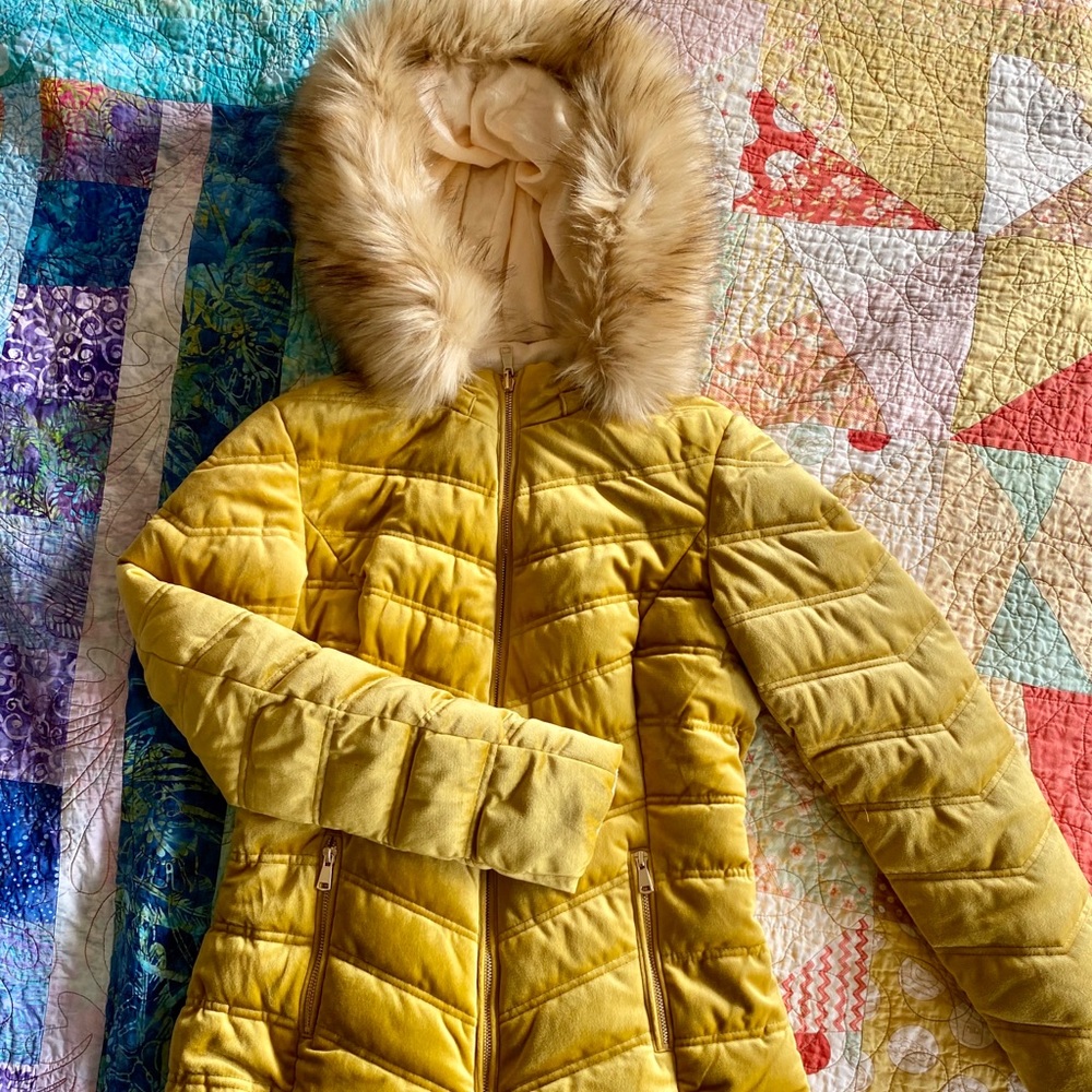 Coalition LA Reversible Coat Faux Fur Yellow Pink